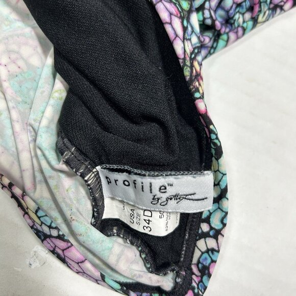 PROFILE by GOTTEX Paisley Green Multicolor Underwire Bra Lined Tankini Top 34D - Picture 5 of 8